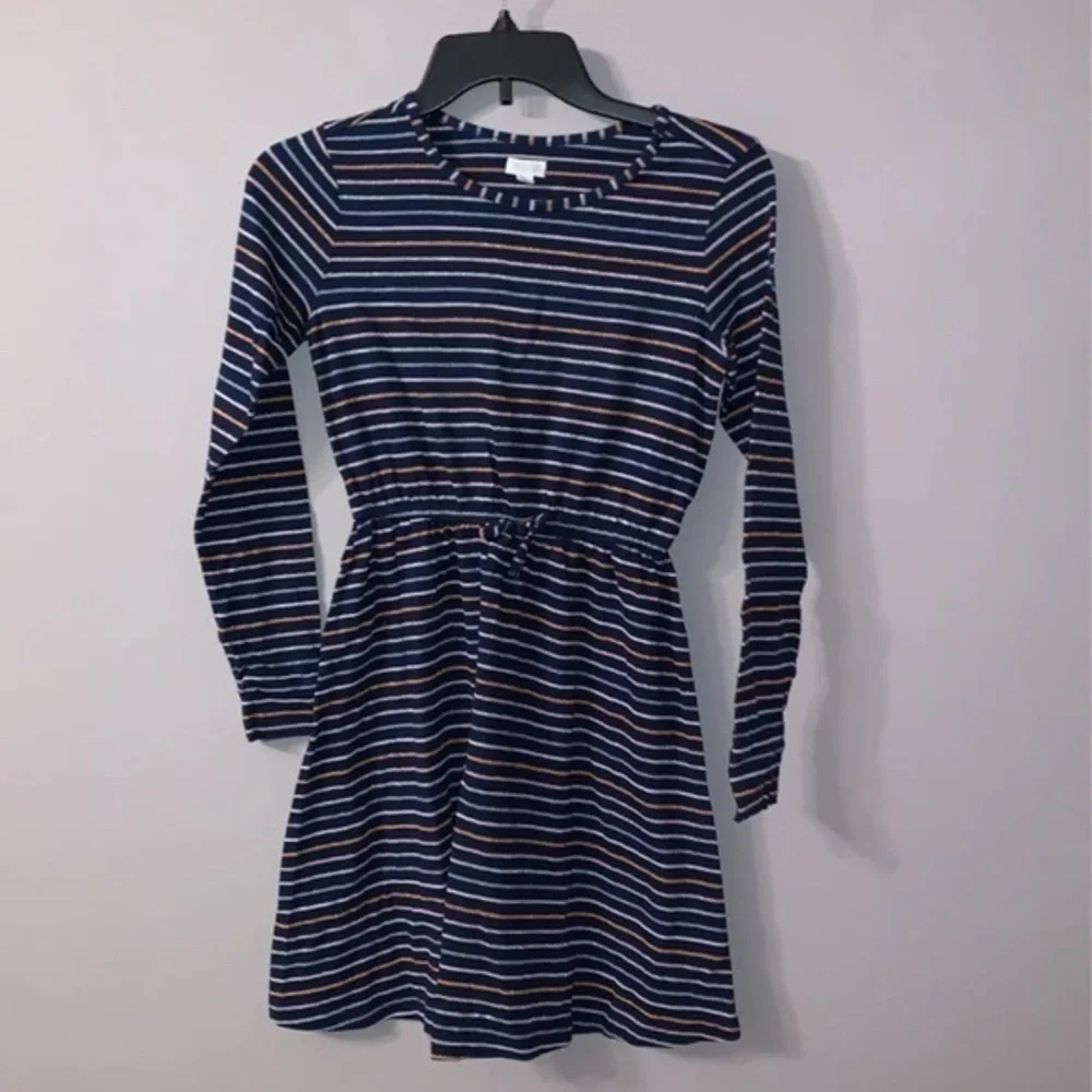 Blue pink orange stripe navy blue dress kids XL gymboree 14